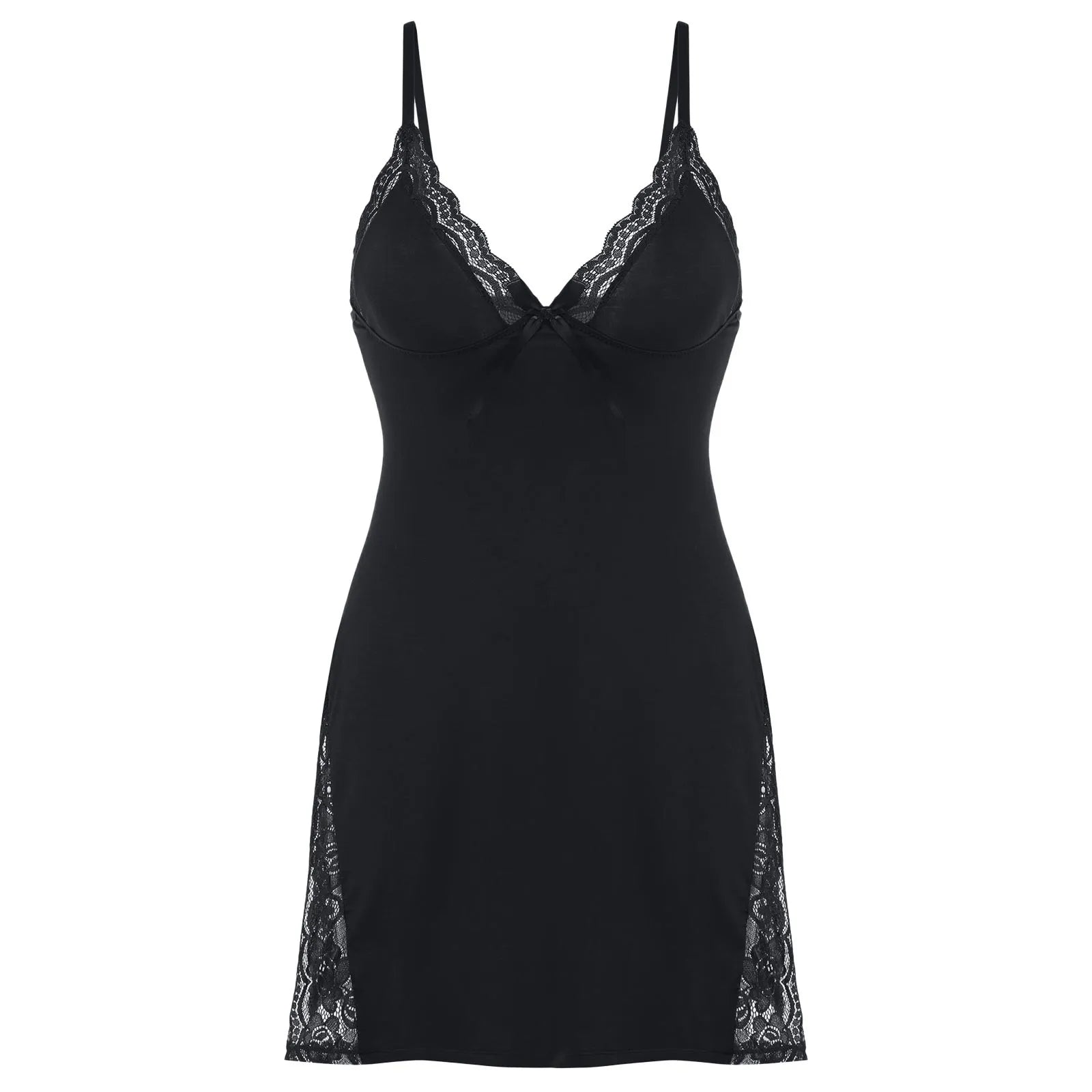 Camisón Lencería Sexy | Tirantes Finos | Encaje | Espalda Descubierta | Mini Vestido Dormir