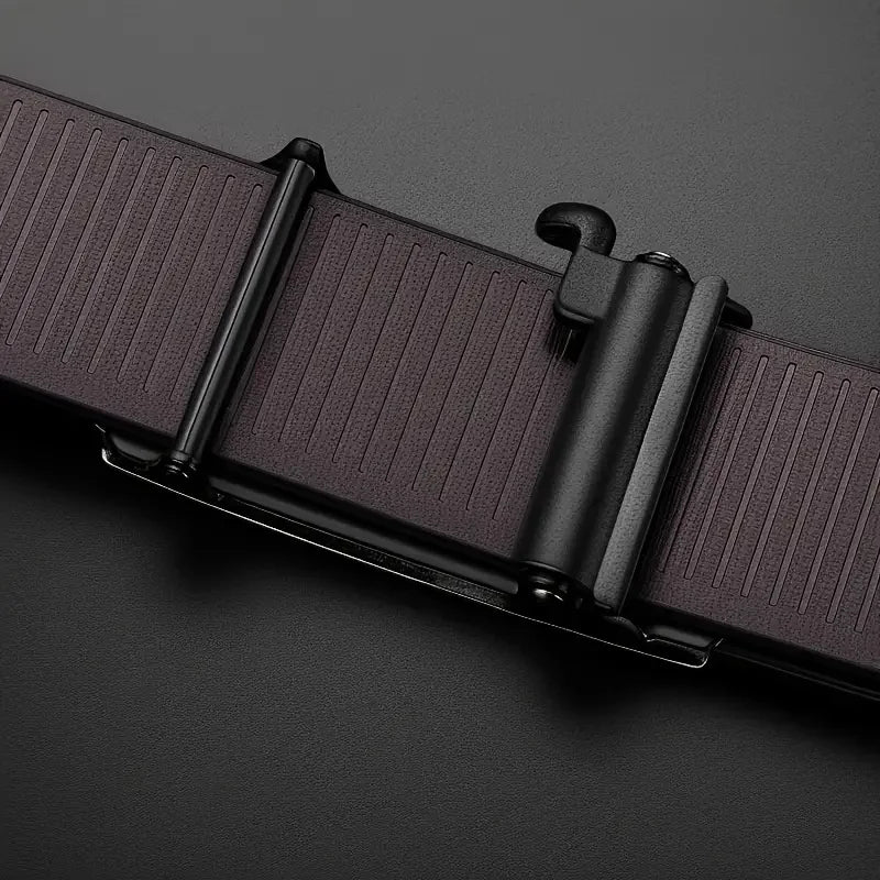 Cinturón de Cuero Elegante para Hombre con Hebilla Automática – PU, Estilo Clásico