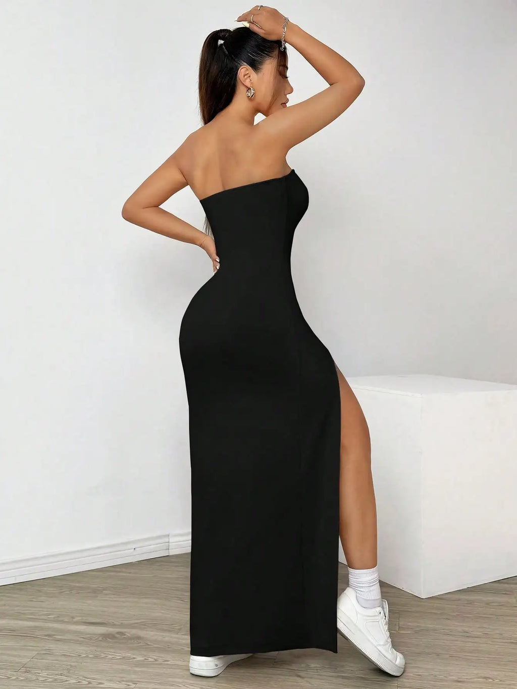 Vestido Largo Elegante Mujer | Sin Tirantes con Abertura Lateral