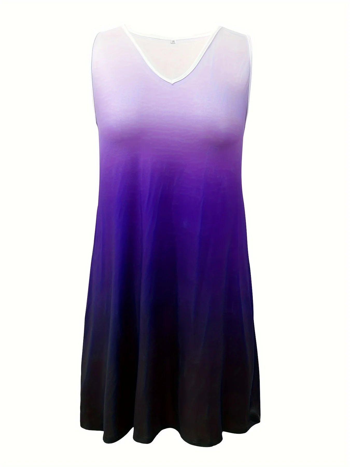 Vestido Talla Grande Sin Mangas – Estampado Degradado, Primavera-Verano | Tallas 1XL-5XL