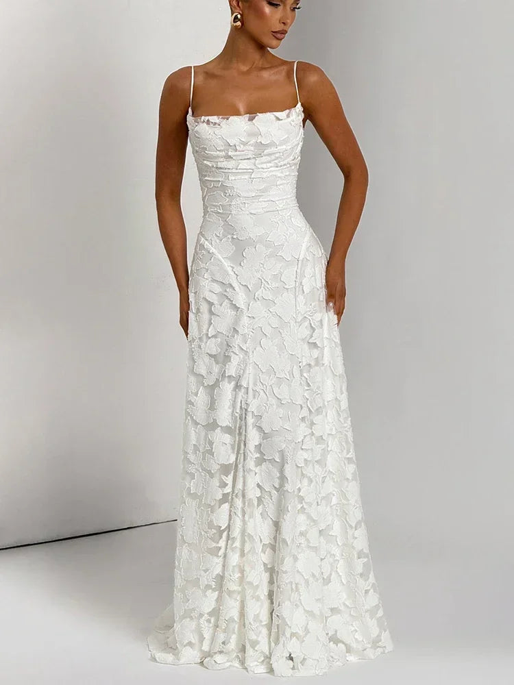 Vestido Largo de Noche con Espalda Descubierta y Tirantes Finos | Mujer | 3 Colores
