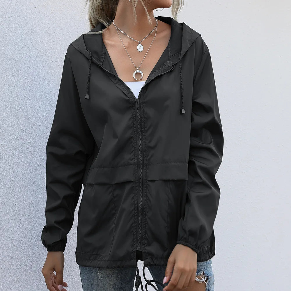 Chaqueta Cortavientos Impermeable Mujer | Hoodie Outdoor Senderismo | Secado Rápido | S-XXL