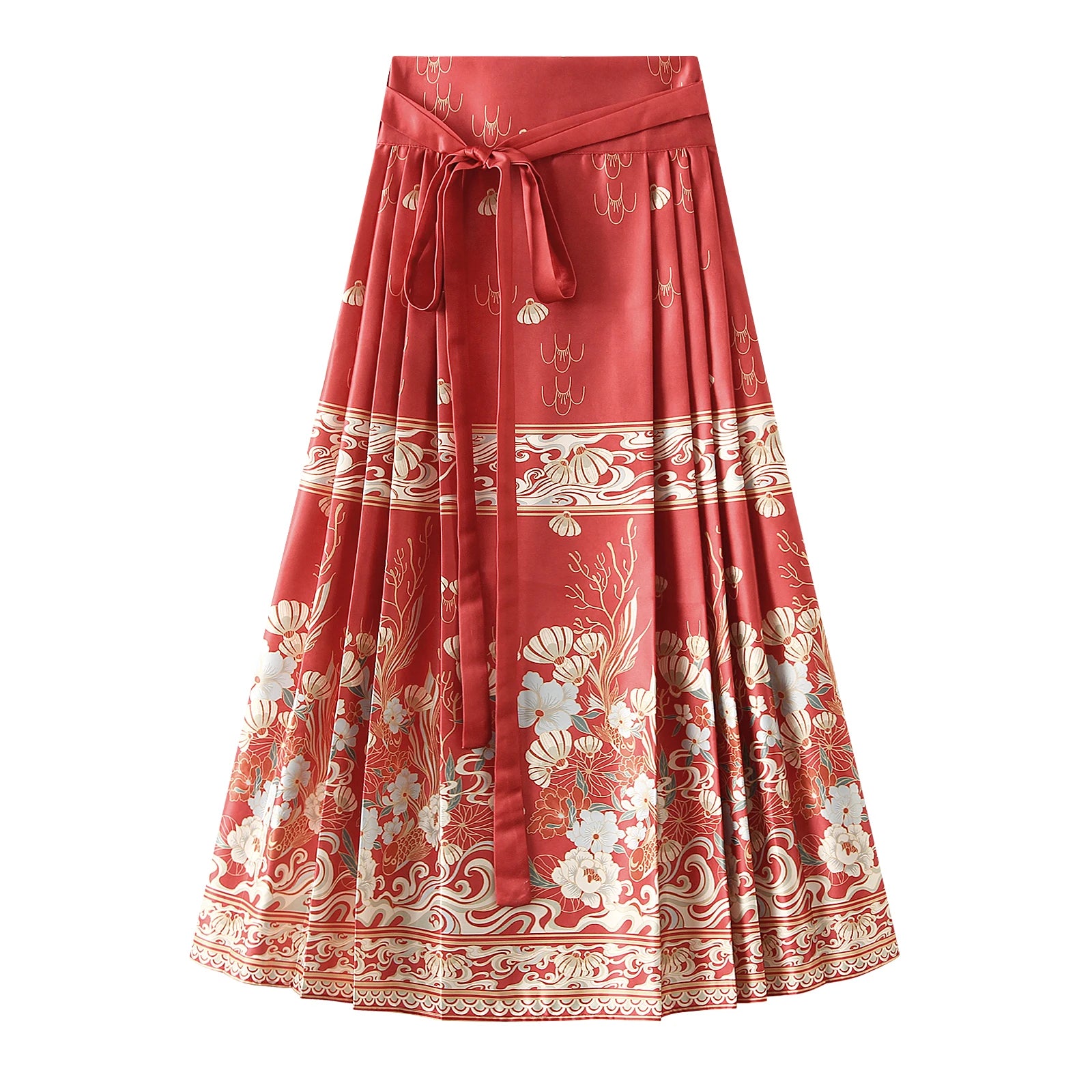 Falda Horse Face | Estampado Fénix y Flores | Estilo Chino Tradicional | Talla Única
