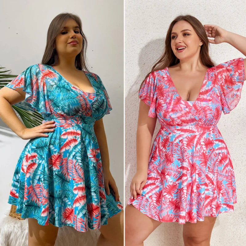 Bañador de Dos Piezas Estilo Vestido | Tallas Grandes 1XL-4XL