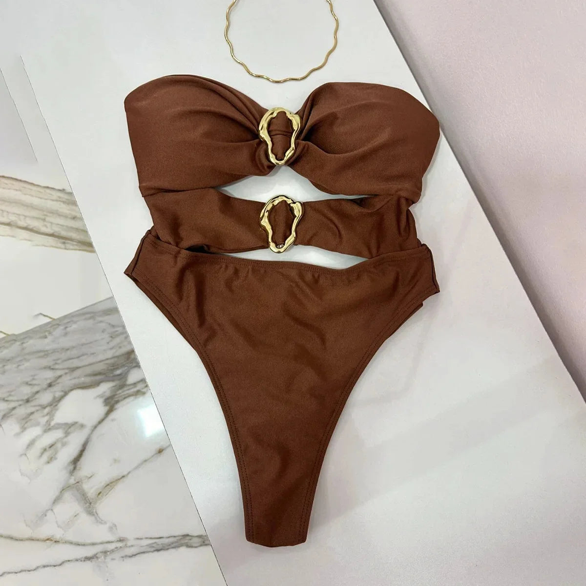 Bañador Sexy de Una Pieza para Mujer | Diseño Anillo Metálico | 6 Colores