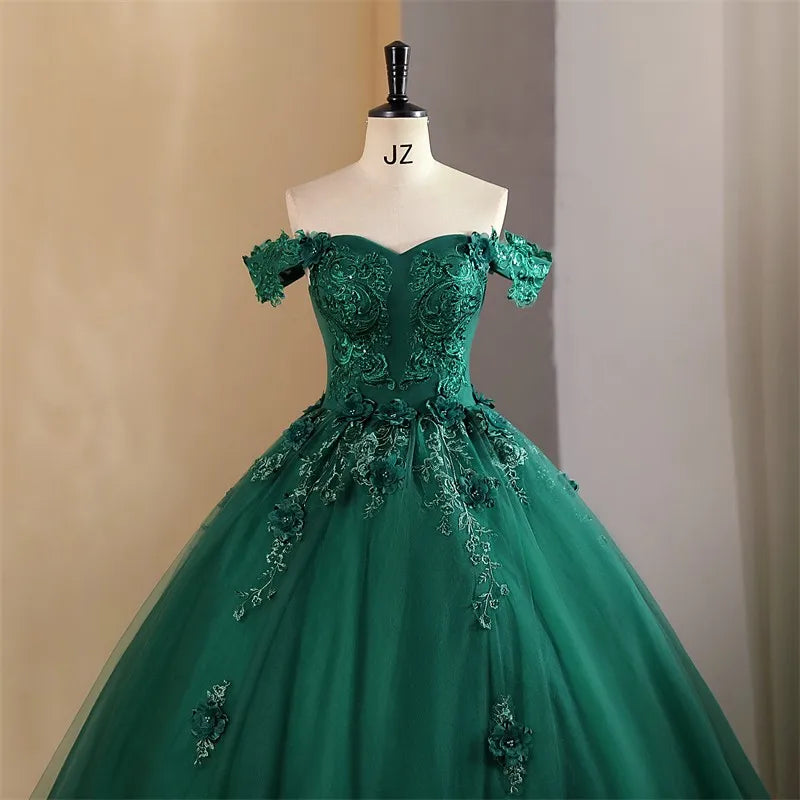 Vestido de Quinceañera Ball Gown con Flores 3D | Fiesta y Graduación