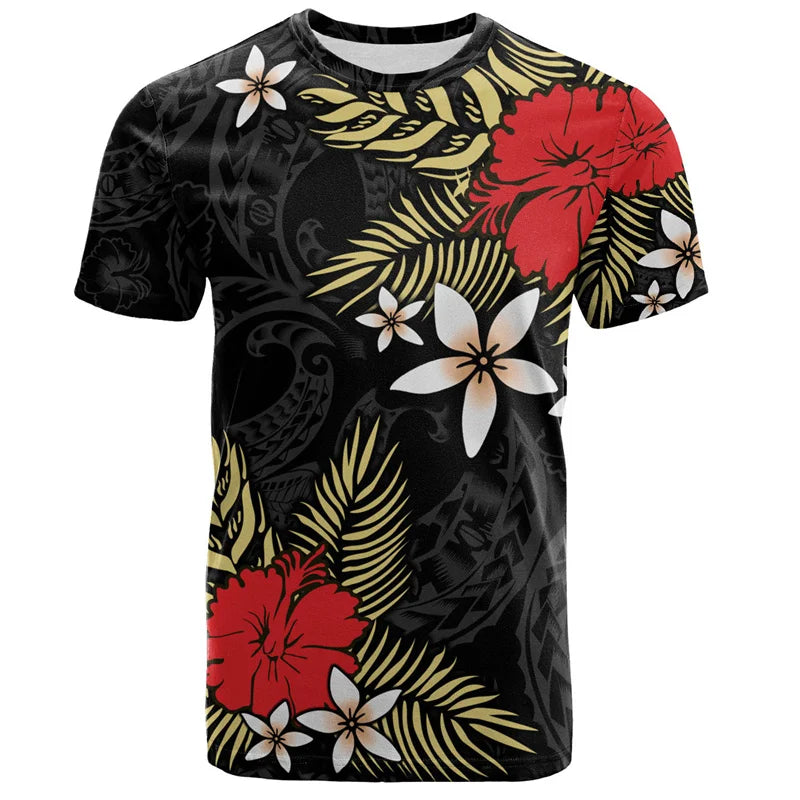 Camiseta Hawaiana 3D Hombre — Estampado Polinesio Manga Corta | Streetwear Verano 2026