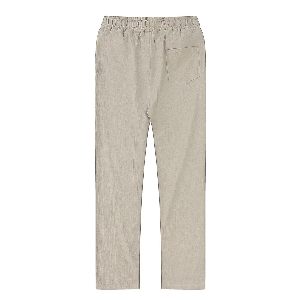 Pantalón de Algodón y Lino para Hombre – Cintura Elástica, Corte Recto | 6 Colores, Tallas S-3XL