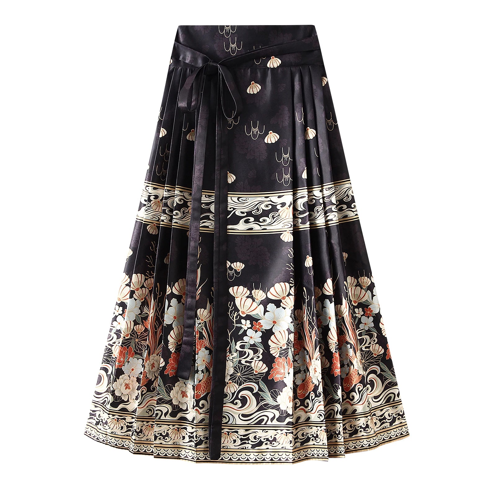 Falda Horse Face | Estampado Fénix y Flores | Estilo Chino Tradicional | Talla Única