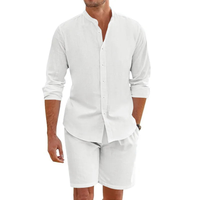 Conjunto de Verano para Hombre — Camisa de Lino con Botones y Pantalón Corto | 5 Colores