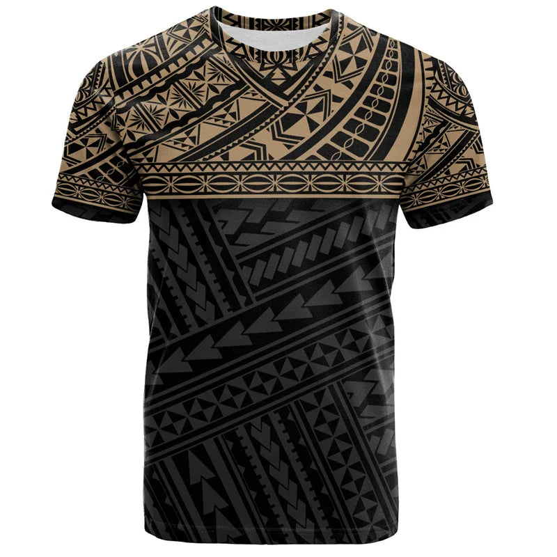 Camiseta Hawaiana 3D Hombre — Estampado Polinesio Manga Corta | Streetwear Verano 2026