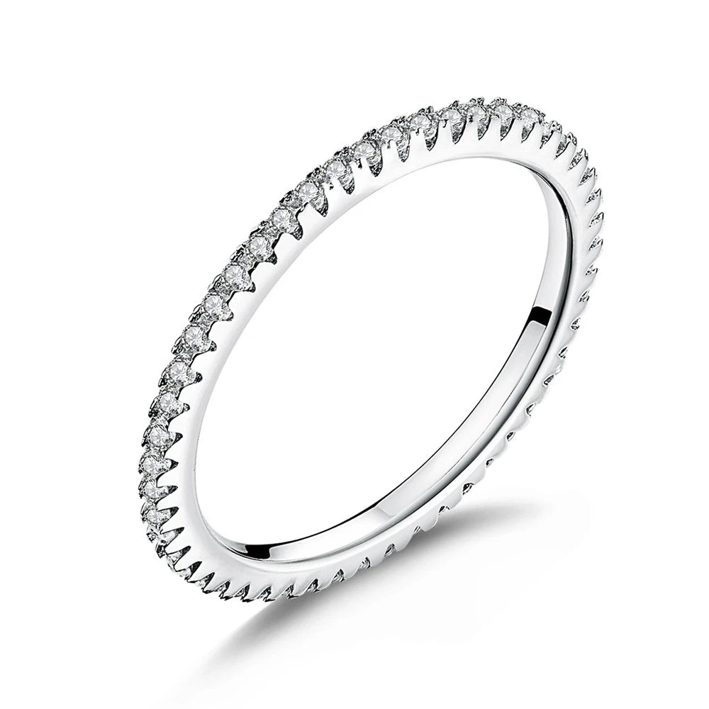 Anillos Delicados de Plata de Ley 925 con Zircón para Mujer — Varios Colores y Tallas