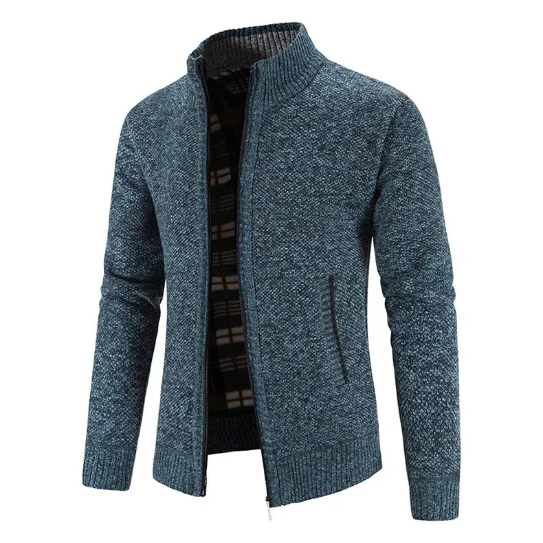 Chaqueta de Punto para Hombre – Forro Fleece, Cremallera Completa, Estilo Smart Casual | Tallas M-4XL