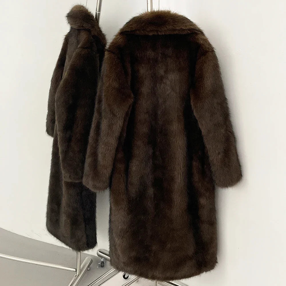 Women's Long Faux Fur Coat — Autumn & Winter