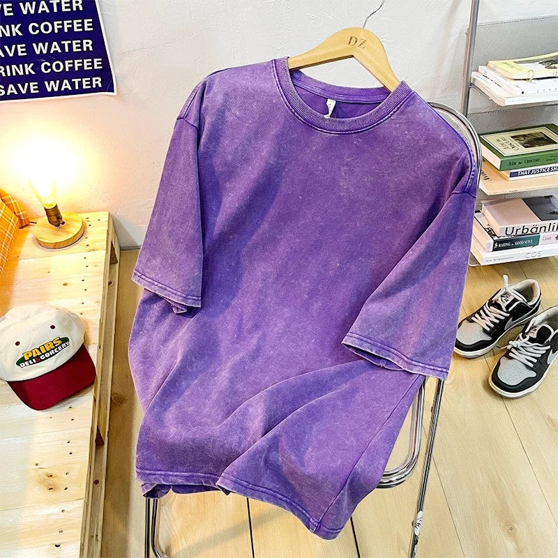 Camiseta Retro Heavyweight Oversize Unisex | Efecto Lavado | Estilo Americano Vintage | S-XXL