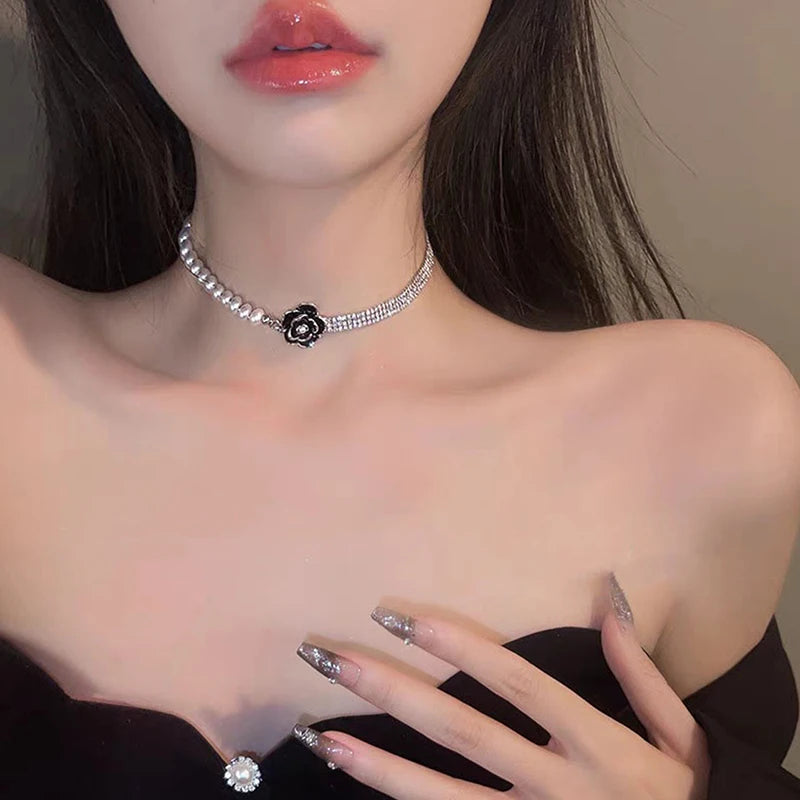 Collar de Perlas de Agua Dulce | Estilo Coreano Vintage | Cadena Clavícula con Colgante de Circón