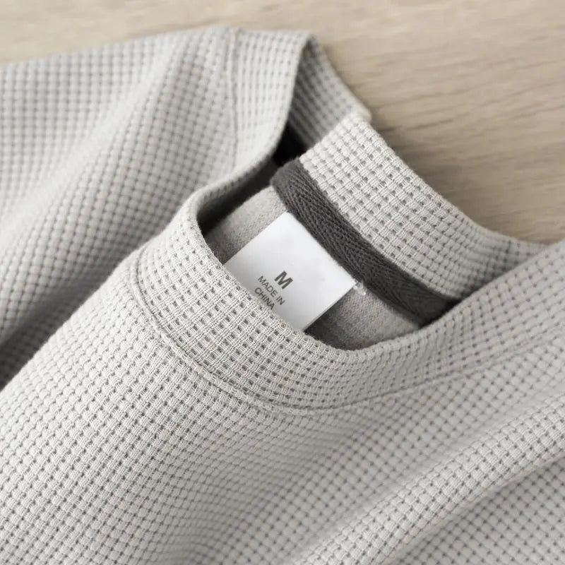 Camiseta Waffle Manga Corta Unisex | Tejido Texturizado | Cuello Redondo | Estilo Japonés Casual | M-5XL