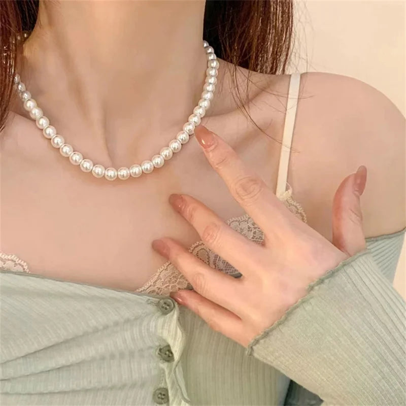 Collar de Perlas de Agua Dulce | Estilo Coreano Vintage | Cadena Clavícula con Colgante de Circón