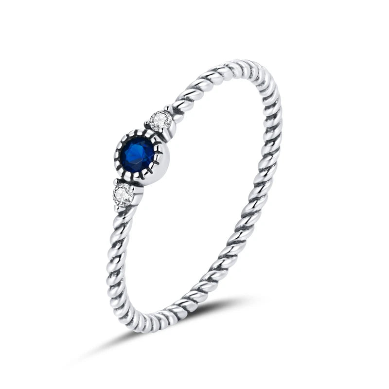 Anillos Delicados de Plata de Ley 925 con Zircón para Mujer — Varios Colores y Tallas