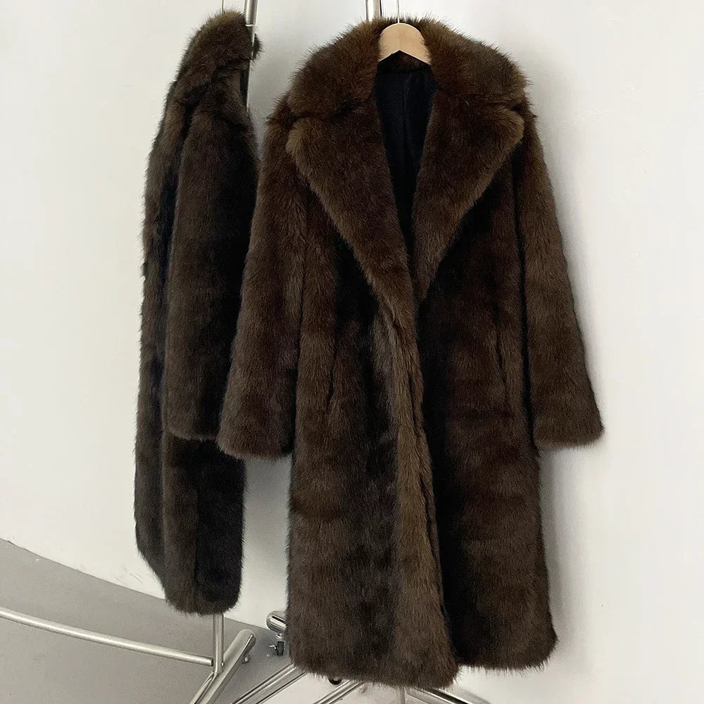 Women's Long Faux Fur Coat — Autumn & Winter