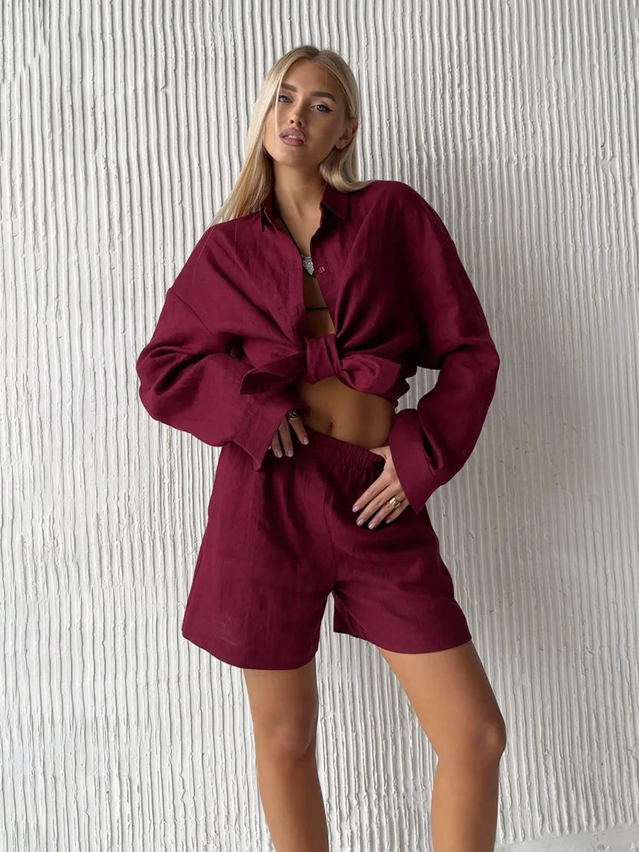 Conjunto Casual de Algodón para Mujer – Pantalón Pierna Ancha y Top | Tallas S-L
