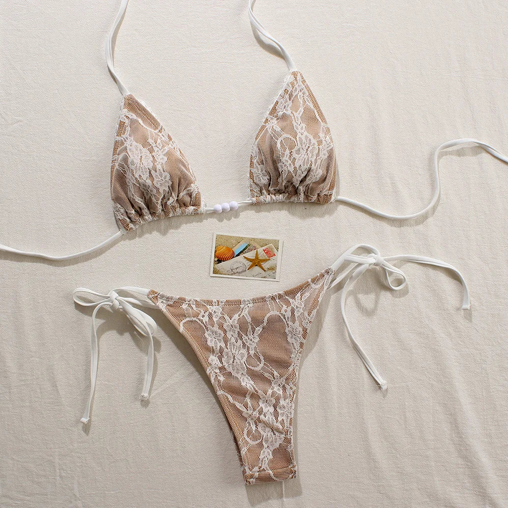Micro Bikini Sexy para Mujer | Encaje Floral | Push-Up | 3 Diseños