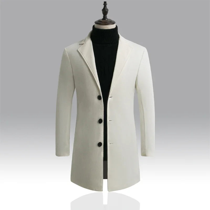 Men's Long Cotton Coat — Spring & Autumn