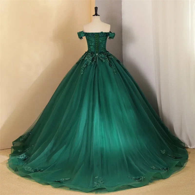 Vestido de Quinceañera Ball Gown con Flores 3D | Fiesta y Graduación
