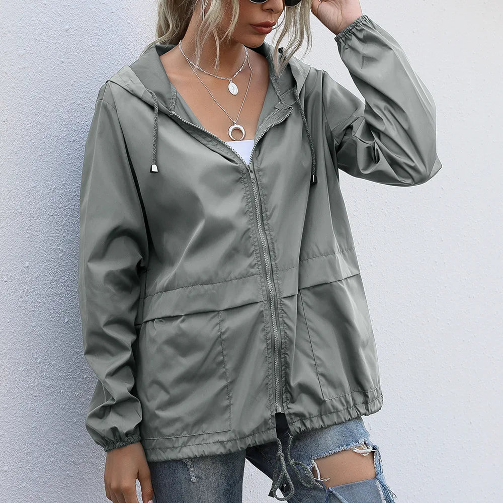 Chaqueta Cortavientos Impermeable Mujer | Hoodie Outdoor Senderismo | Secado Rápido | S-XXL
