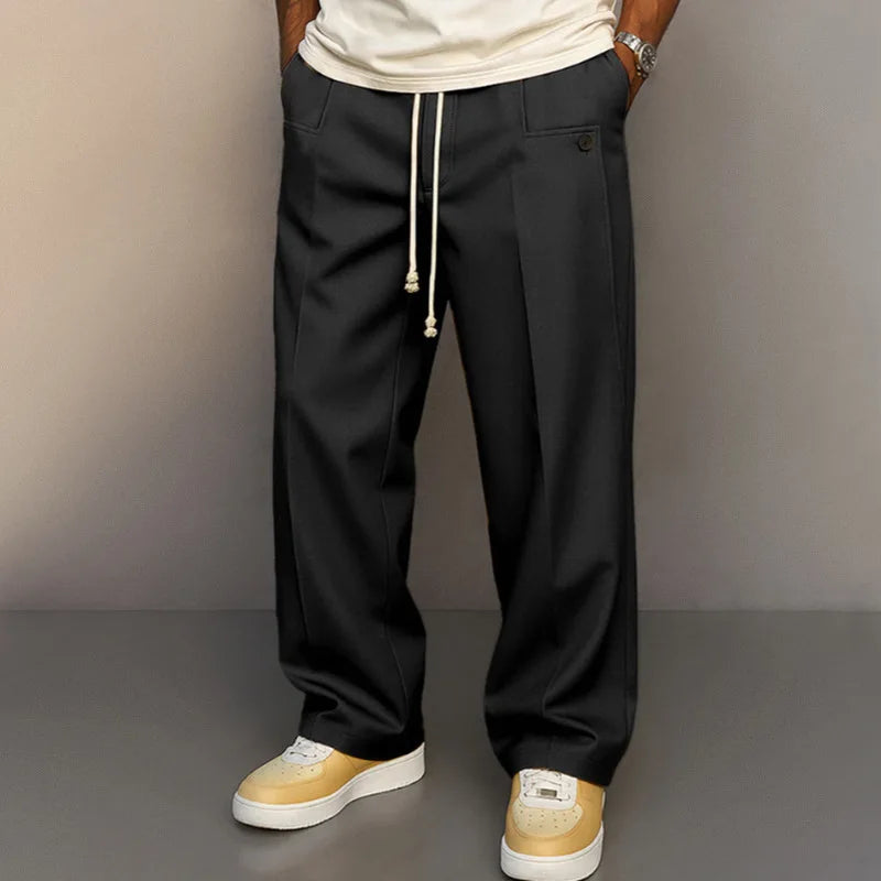 Pantalón Casual Hombre Estilo Urbano | Corte Recto con Botón y Cordón
