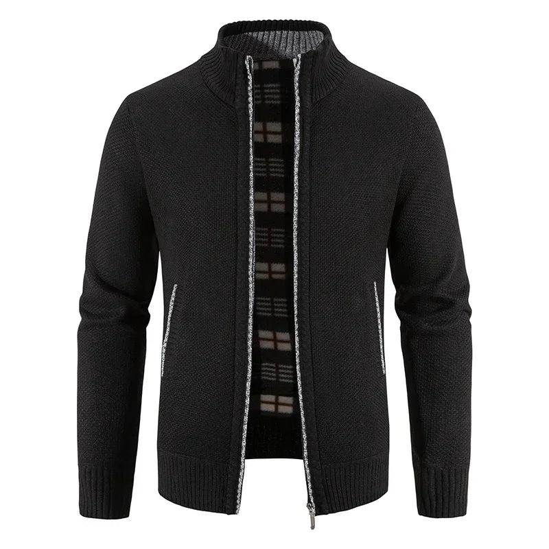 Chaqueta de Punto para Hombre – Forro Fleece, Cremallera Completa, Estilo Smart Casual | Tallas M-4XL