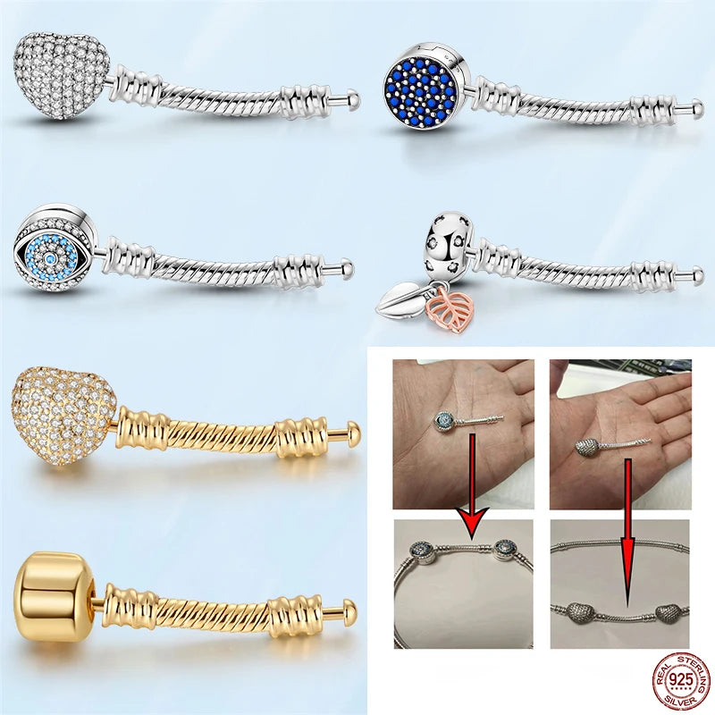 Extensor de Pulsera de Plata de Ley 925 – Plata y Dorado, 3.5 cm y 4 cm