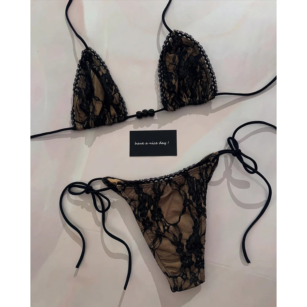 Micro Bikini Sexy para Mujer | Encaje Floral | Push-Up | 3 Diseños