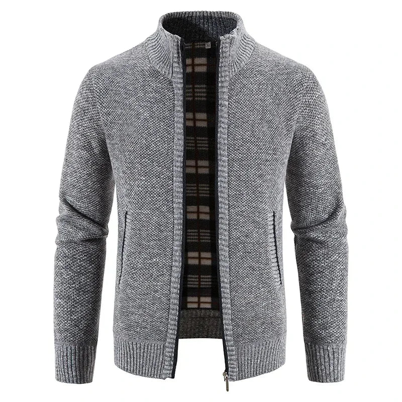 Chaqueta de Punto para Hombre – Forro Fleece, Cremallera Completa, Estilo Smart Casual | Tallas M-4XL