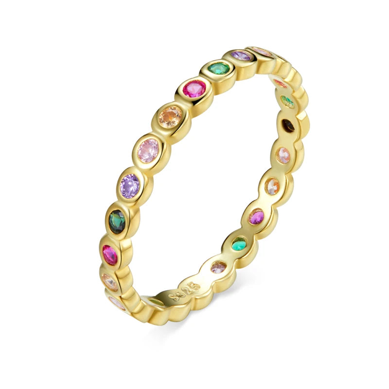 Anillos Delicados de Plata de Ley 925 con Zircón para Mujer — Varios Colores y Tallas