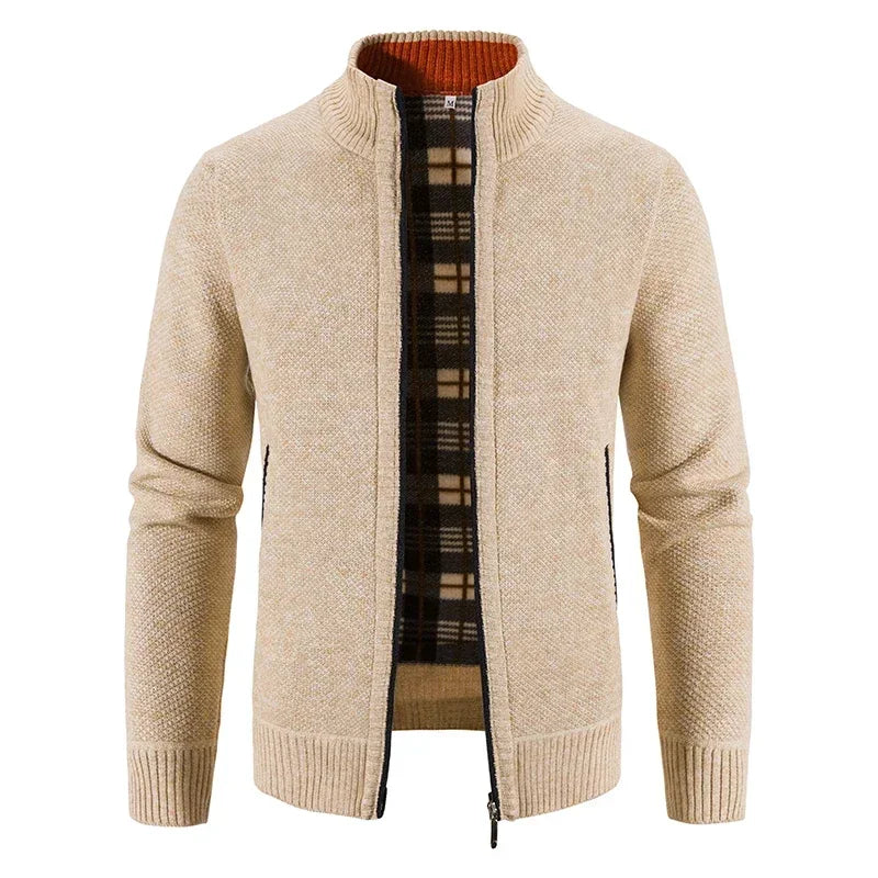 Chaqueta de Punto para Hombre – Forro Fleece, Cremallera Completa, Estilo Smart Casual | Tallas M-4XL