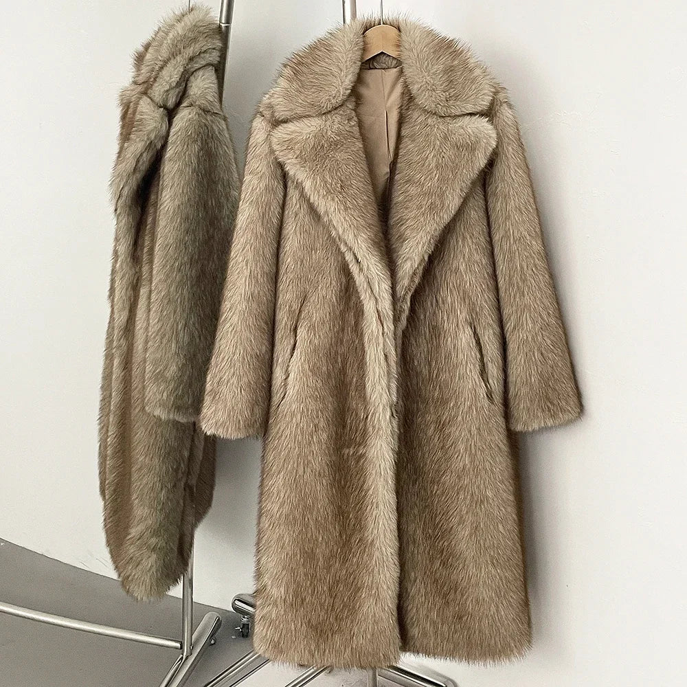 Women's Long Faux Fur Coat — Autumn & Winter