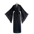 Kimono Largo de Satén para Mujer — Bata de Baño Manga Ancha | Lencería de Lujo | Negro, Burdeos, Blanco