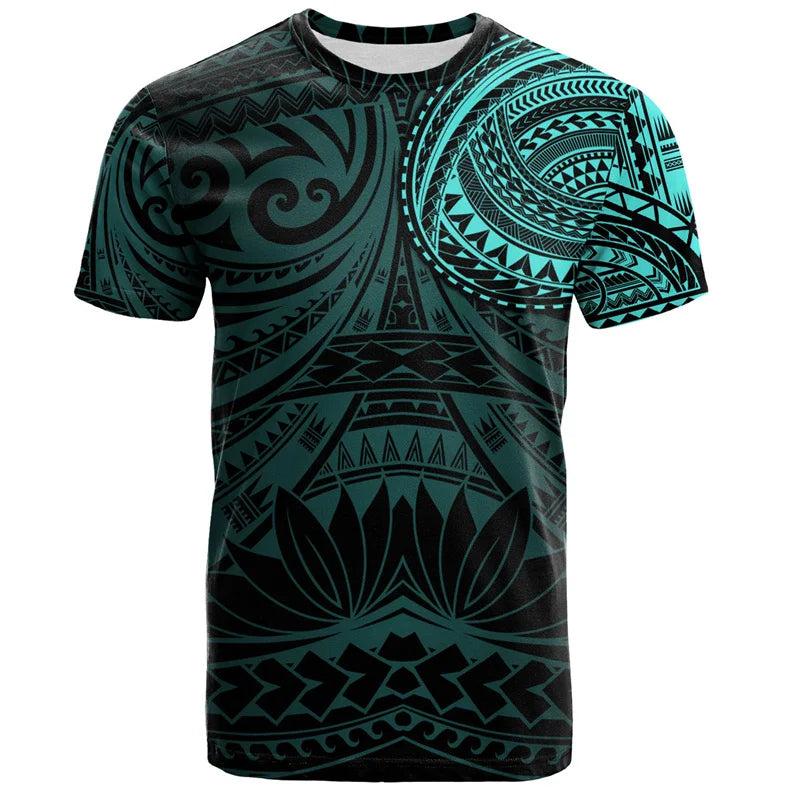Camiseta Hawaiana 3D Hombre — Estampado Polinesio Manga Corta | Streetwear Verano 2026