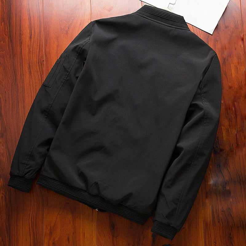 Chaqueta Bomber Slim Fit para Hombre – Manga Larga, Color Liso | Tallas M-6XL