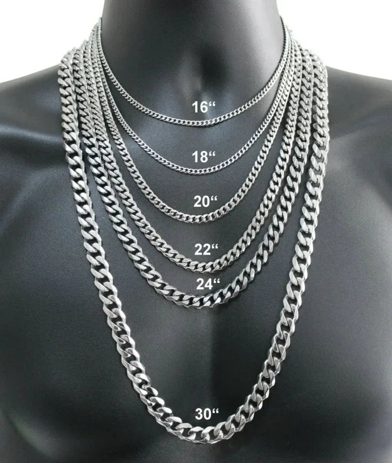 Collar de Plata de Ley 925 – Unisex, Varios Grosores y Longitudes