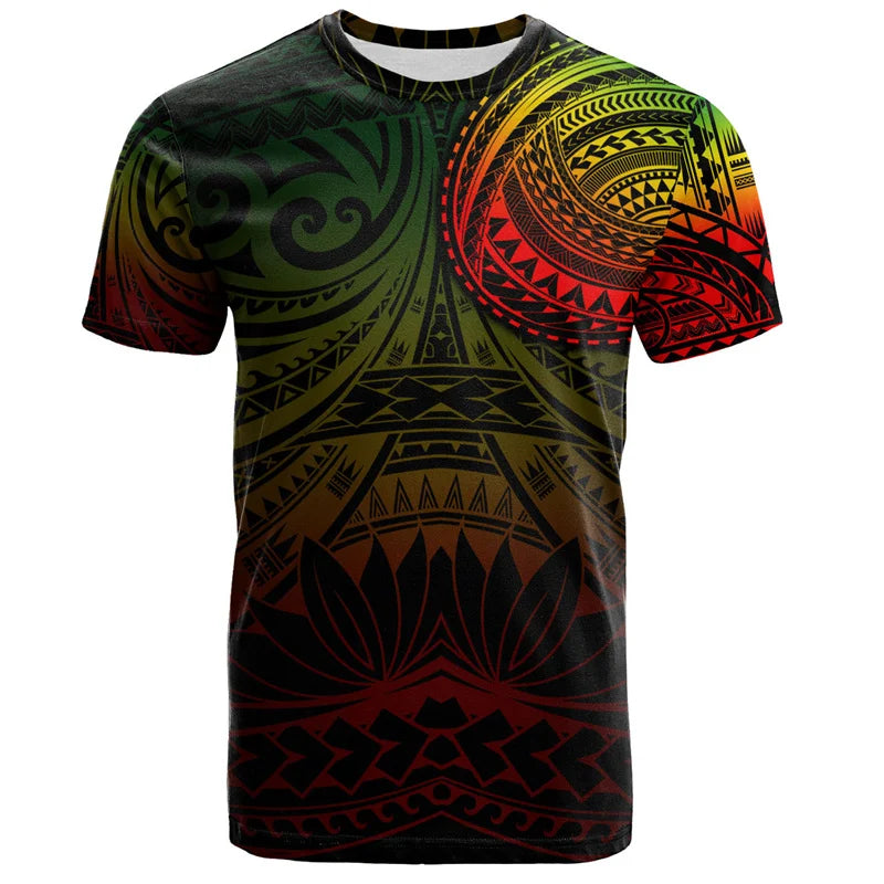 Camiseta Hawaiana 3D Hombre — Estampado Polinesio Manga Corta | Streetwear Verano 2026