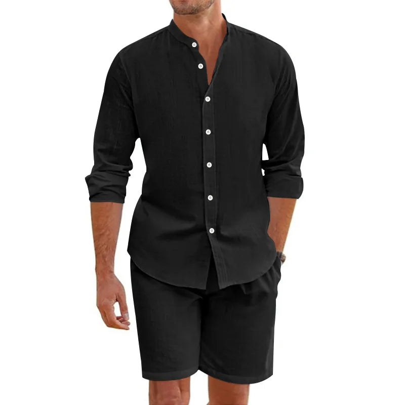 Conjunto de Verano para Hombre — Camisa de Lino con Botones y Pantalón Corto | 5 Colores