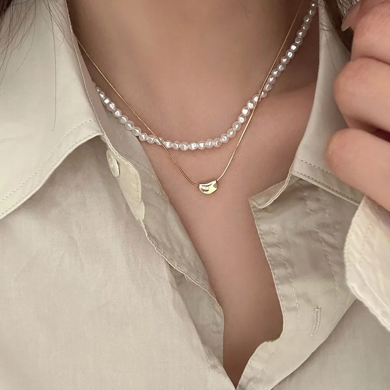 Collar de Perlas de Agua Dulce | Estilo Coreano Vintage | Cadena Clavícula con Colgante de Circón