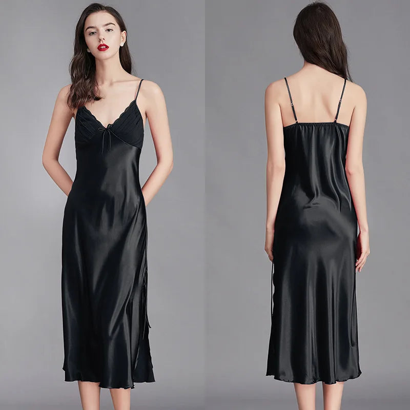 Camisón Largo Satén Mujer | Sin Mangas Sexy