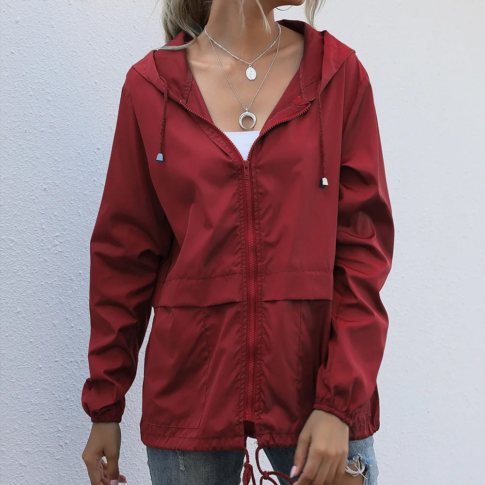 Chaqueta Cortavientos Impermeable Mujer | Hoodie Outdoor Senderismo | Secado Rápido | S-XXL