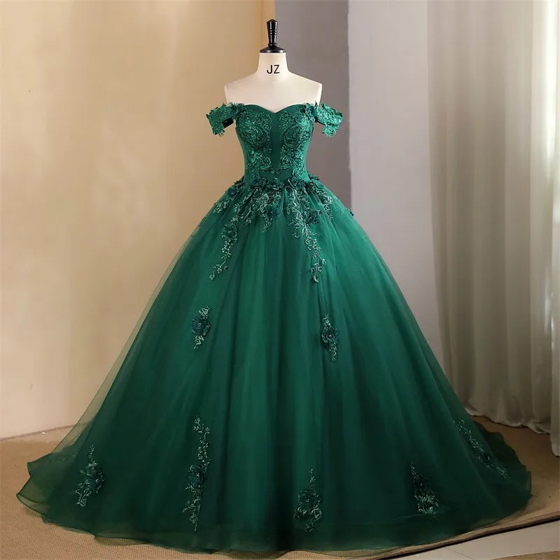 Vestido de Quinceañera Ball Gown con Flores 3D | Fiesta y Graduación