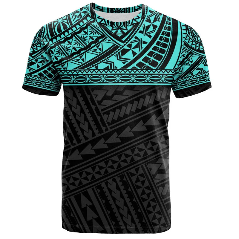 Camiseta Hawaiana 3D Hombre — Estampado Polinesio Manga Corta | Streetwear Verano 2026