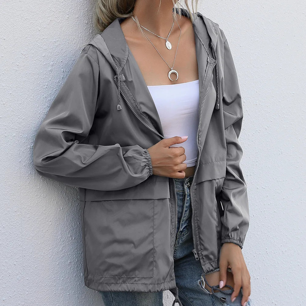 Chaqueta Cortavientos Impermeable Mujer | Hoodie Outdoor Senderismo | Secado Rápido | S-XXL