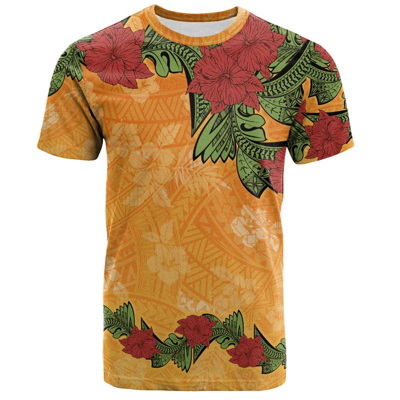 Camiseta Hawaiana 3D Hombre — Estampado Polinesio Manga Corta | Streetwear Verano 2026
